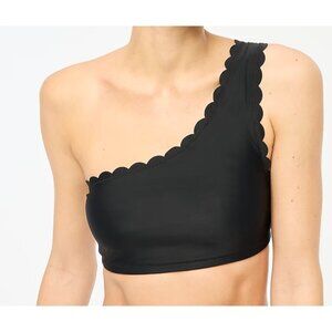 J. Crew Factory Scalloped One Shoulder Bikini Top Black Sz MED